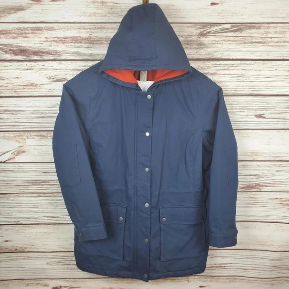 Duluth Trading Co Jackets & Blazers - Duluth Womens XXL Navy Blue Fleece Lined Canvas Thick Chore Field Hooded Coat